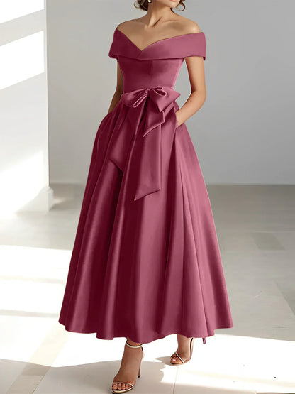 A-line/Princess Off Shoulder Pocket Mother of the bride dresses