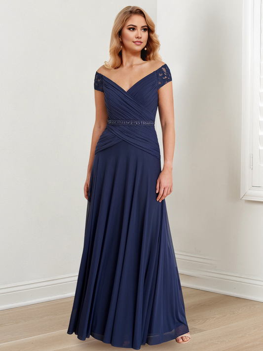 A-Line/Princess Off-The-Shoulder Floor-Length Mother Of The Bride Dresses