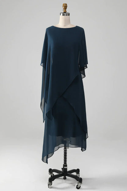A-line Chiffon Scoop Neckline Mother of the Bride Dress