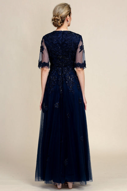 A Line Beading Sparkly Mother Of Bride Dress with Appliques