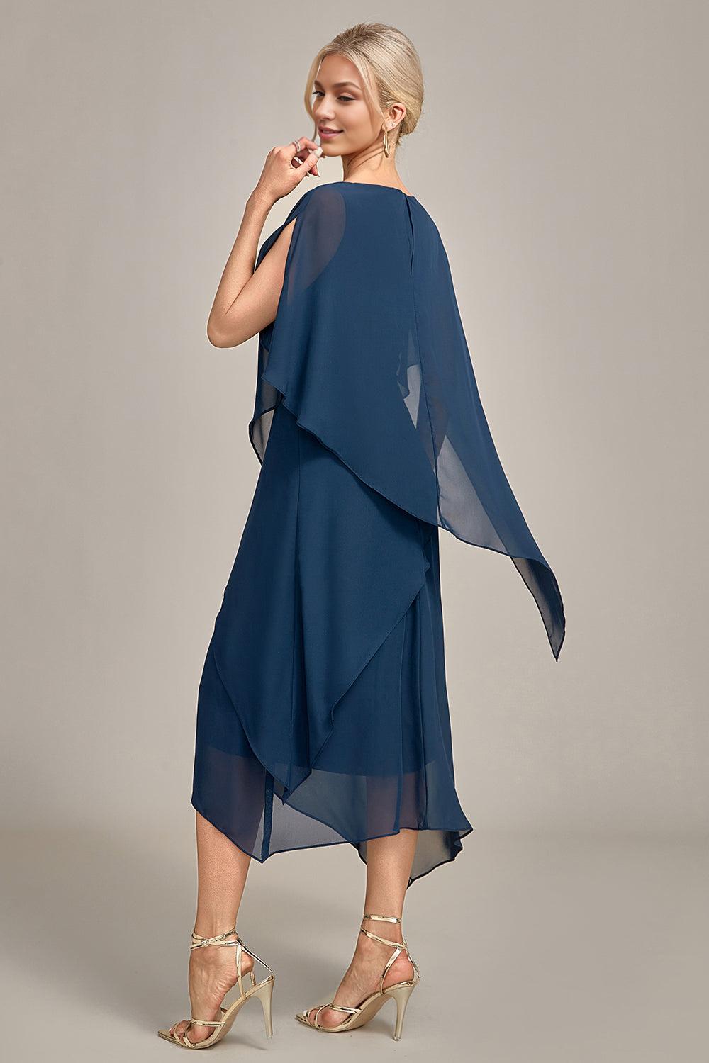 A-Line Scoop Neck Chiffon Mother of the Bride Dress