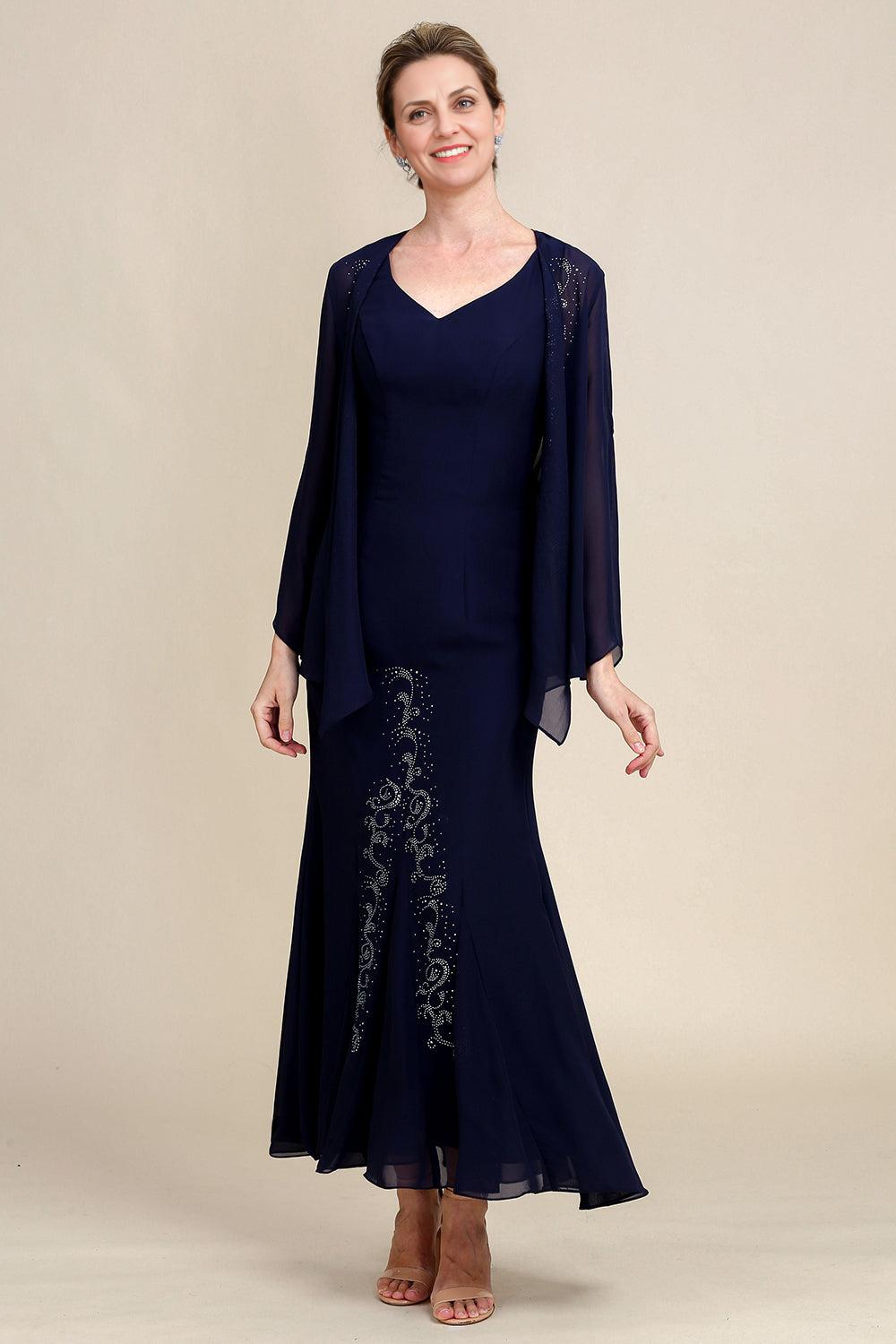 Mermaid Two Piece Sparkly Beaded Mother of the Bride Dress