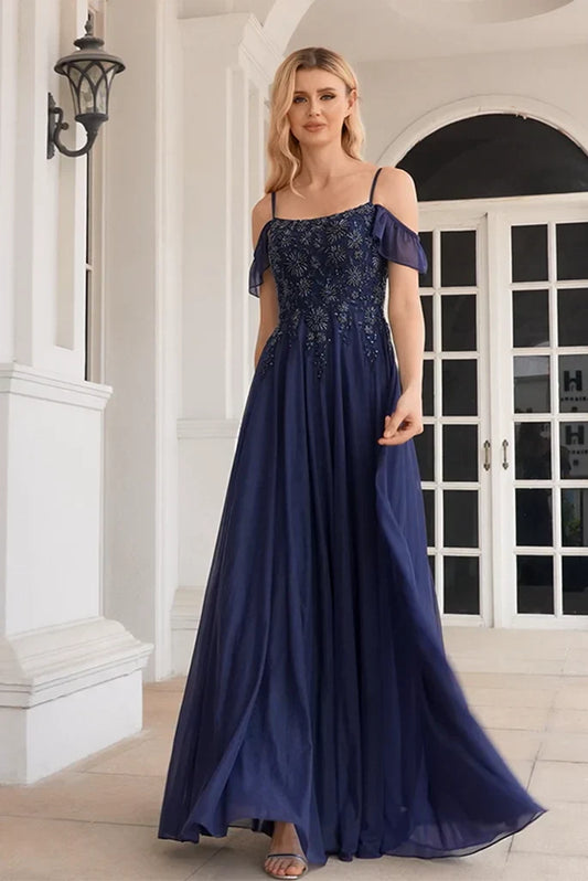 Elegant shiny A-shaped embellishments with beaded off shoulder Mother Of The Bride Dresses