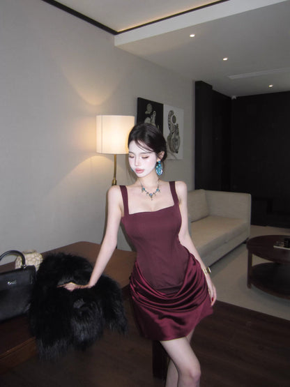 Sexy and sexy fishbone-strap waist-cinching bodycon dress, new high-end elegant dress.  11453