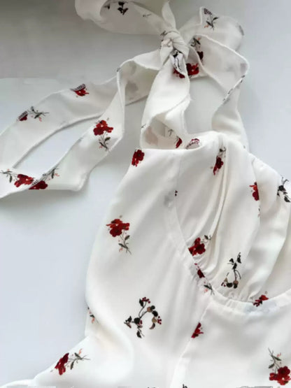 New Fashion Floral Ribbon Design A-line Sleeveless Spaghetti Strap Dress HZ1024