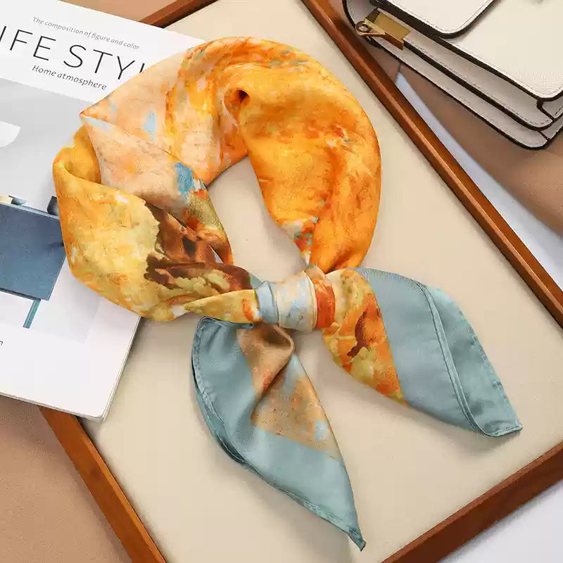 Vintage Elegant Floral Design Versatile Soft Fabric New Fashion Silk Scarf HZ1024