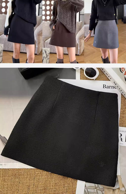 A-line winter skirt, flattering for petite women, thick and stylish, plus size   11292