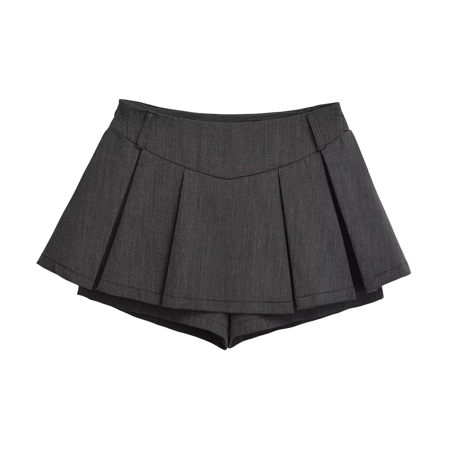 High-waisted V-neck skirt pants for petite women, A-line skirt that makes you look taller and slimmer, JK style pleated mini skirt  11487