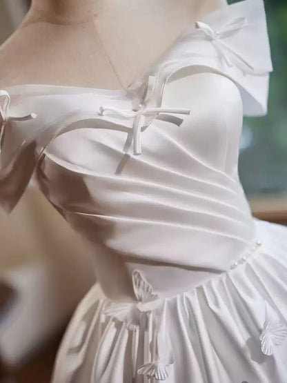 White homecoming dress satin birthday party dress short prom dress evening dress gh4583