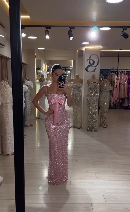 Pink Sheath Long Prom Dresses Elegant Dress for Event