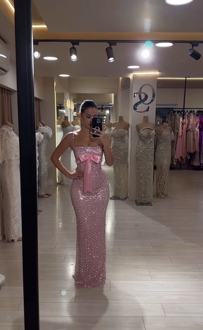 Pink Sheath Long Prom Dresses Elegant Dress for Event
