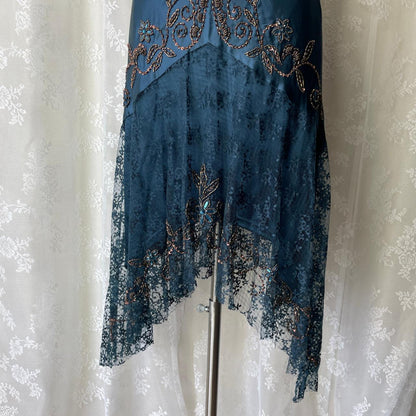 Dark Blue Ethereal Fairy Gothic Mermaid Prom Dress Pretty Floral Beaded Sequin Midi/Short Homecoming Dress Date Dress Party Dress gh4617