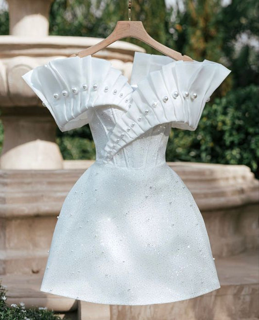 Simple A line Strapless White Homecoming Dresses 16th Birthday Outfits P1831