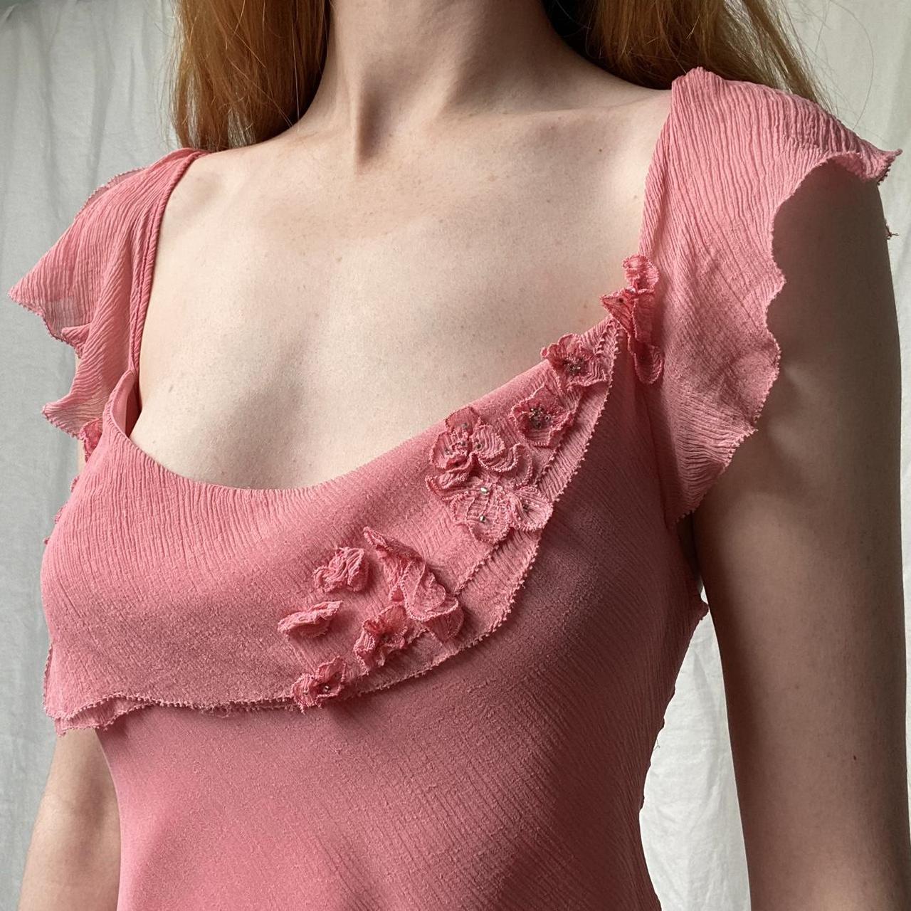 Elegant Pink Mermaid Ruffled Chiffon Long Prom Dress Evening Dress cc4895