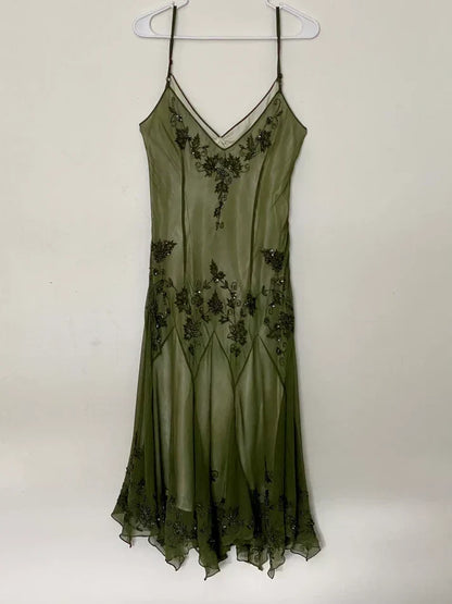Vintage Beaded Embroidery V-neck Mermaid Prom Dress Party Dress Evening Dress HZ1024