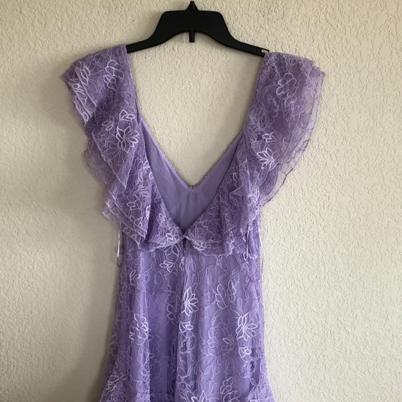 Vintage Lilac A-Line Lace Tiered Prom Dress Party Dress Evening Dress HZ1024