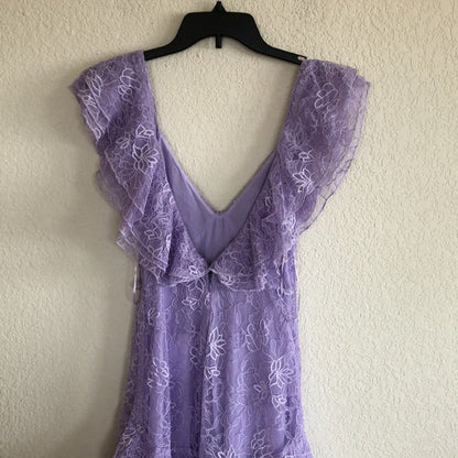 Vintage Lilac A-Line Lace Tiered Prom Dress Party Dress Evening Dress HZ1024