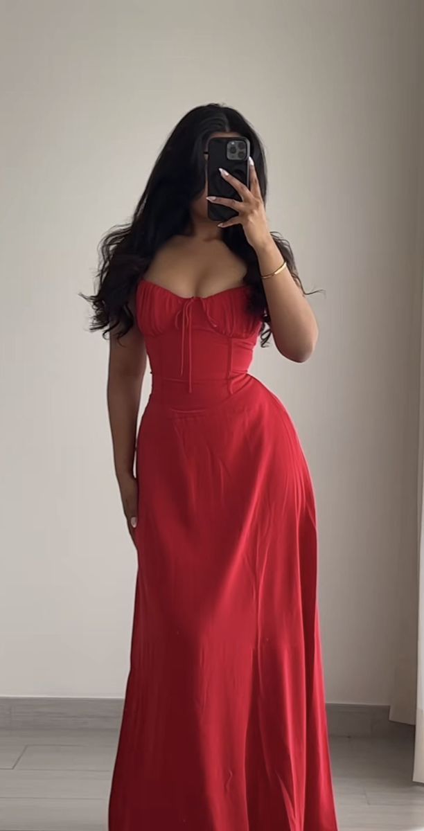 Simple A line Spaghetti Straps Red Sleeveless Long Prom Dress Formal Evening Dresses HZ1024