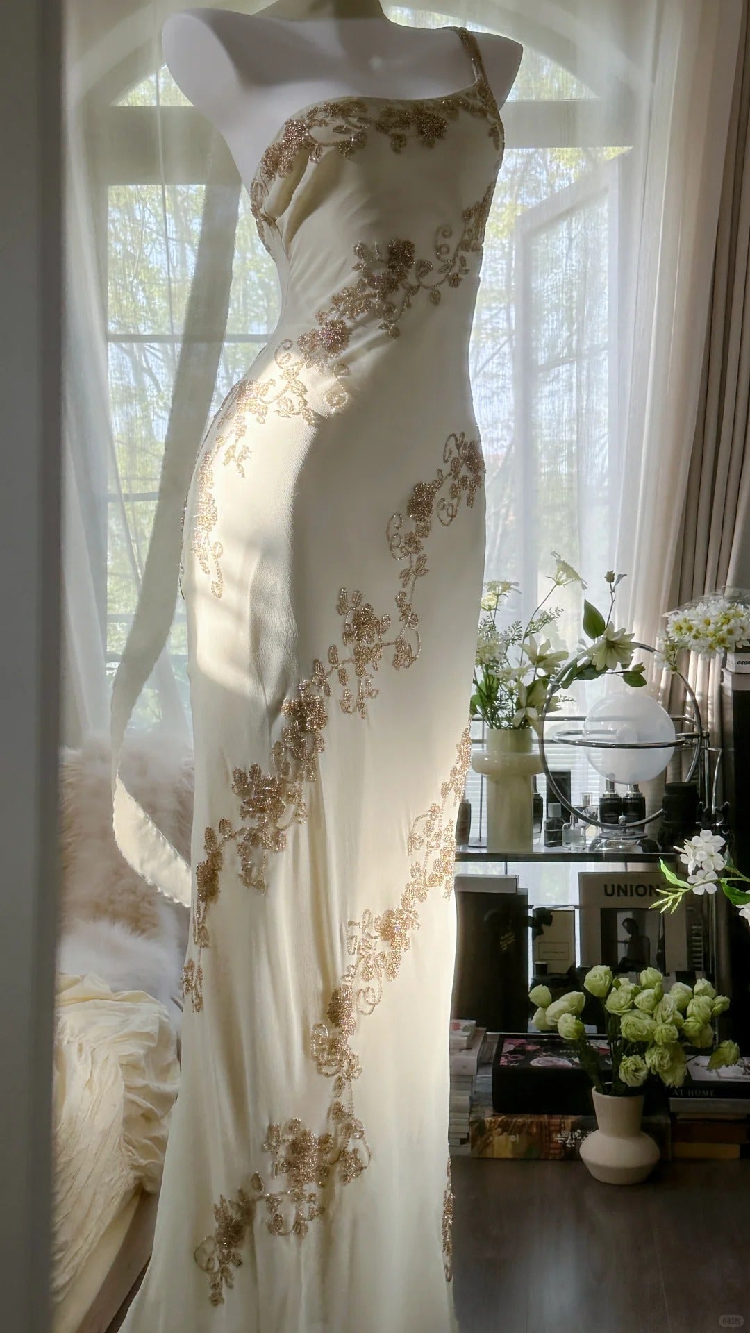 Flowy One Shoulder Chiffon Beaded Elegant Prom Dress Formal