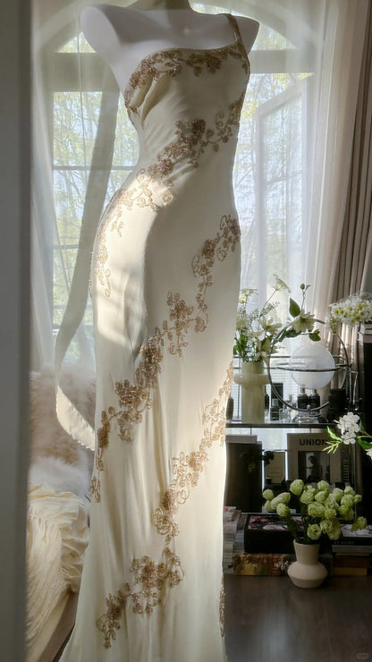 Flowy One Shoulder Chiffon Beaded Elegant Prom Dress Formal