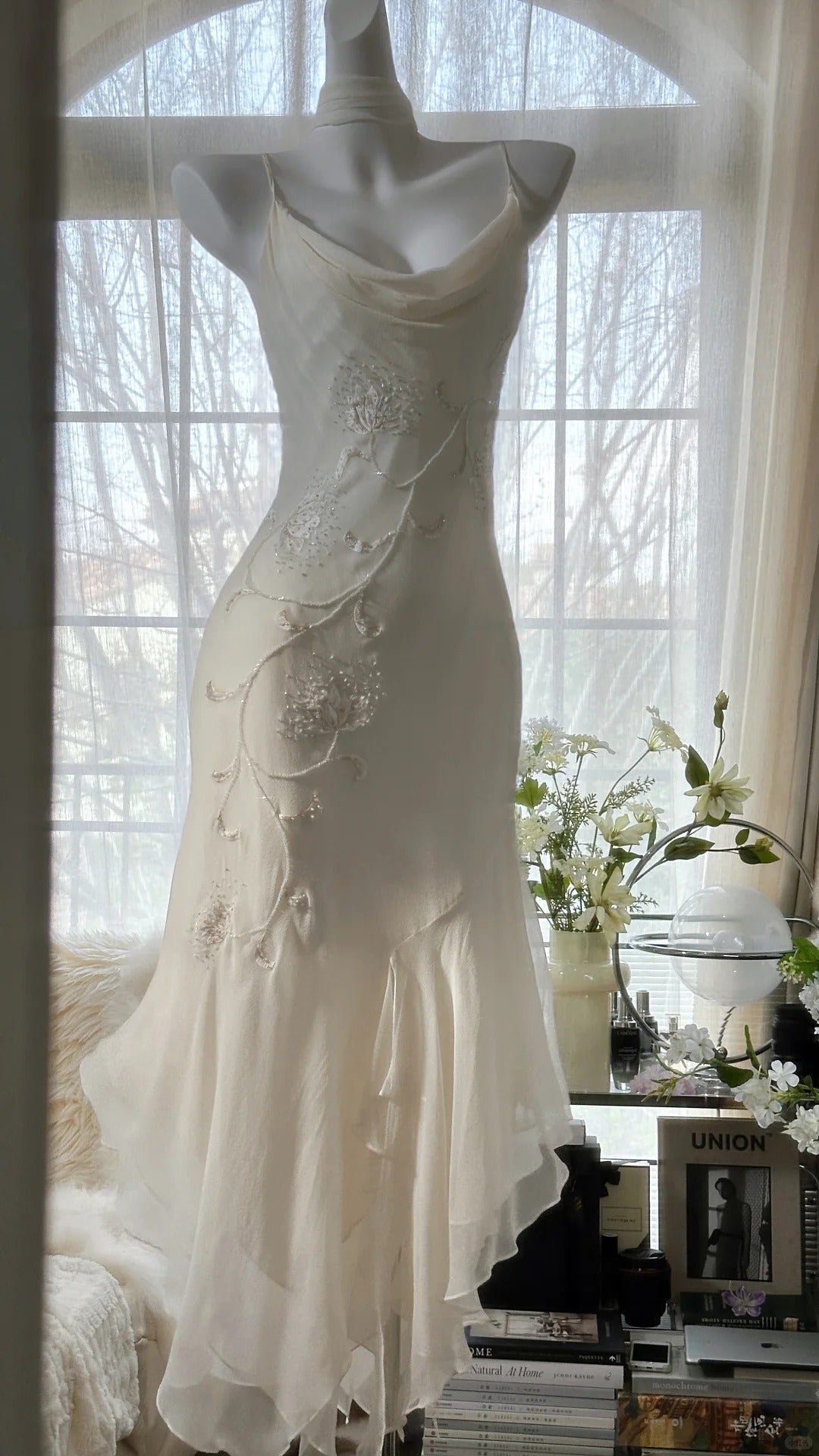 Pure and Elegant Chiffon Strap Beaded Mermaid Prom Dress