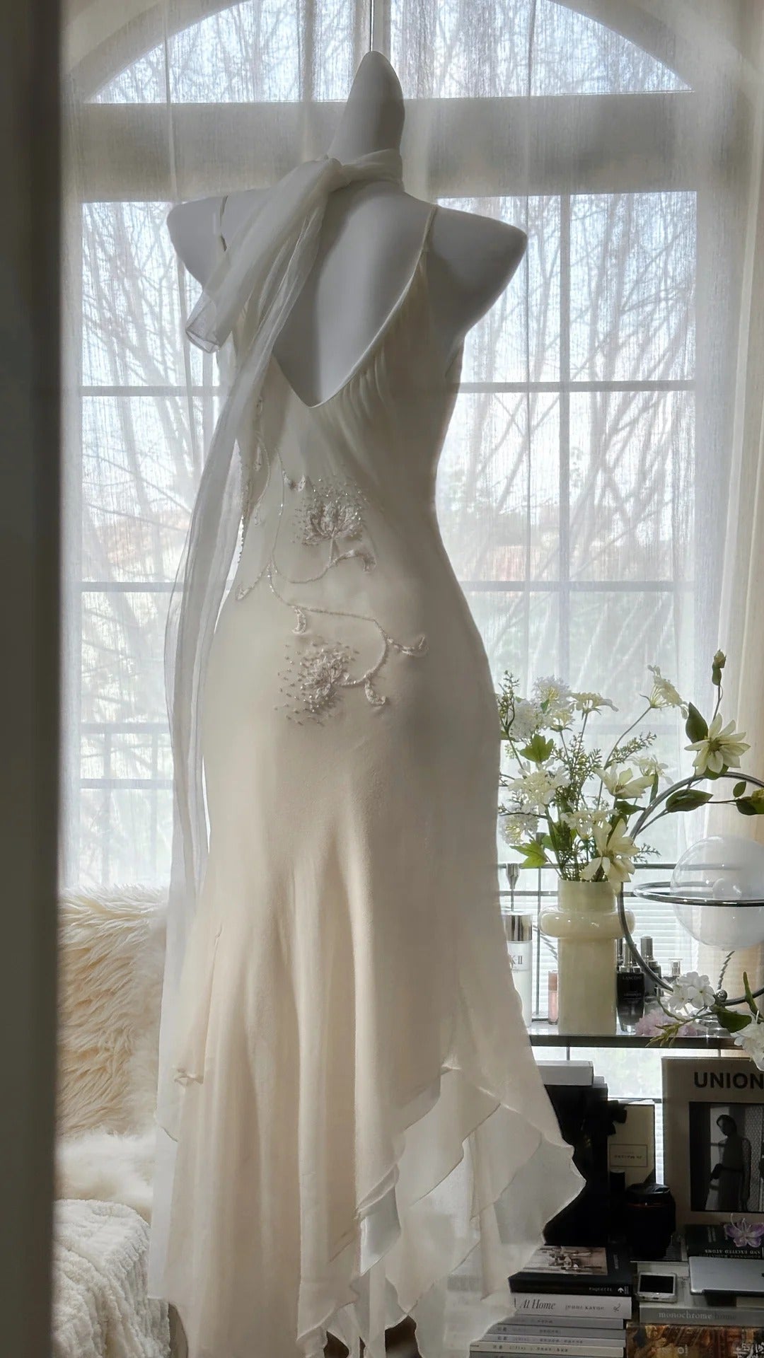 Pure and Elegant Chiffon Strap Beaded Mermaid Prom Dress