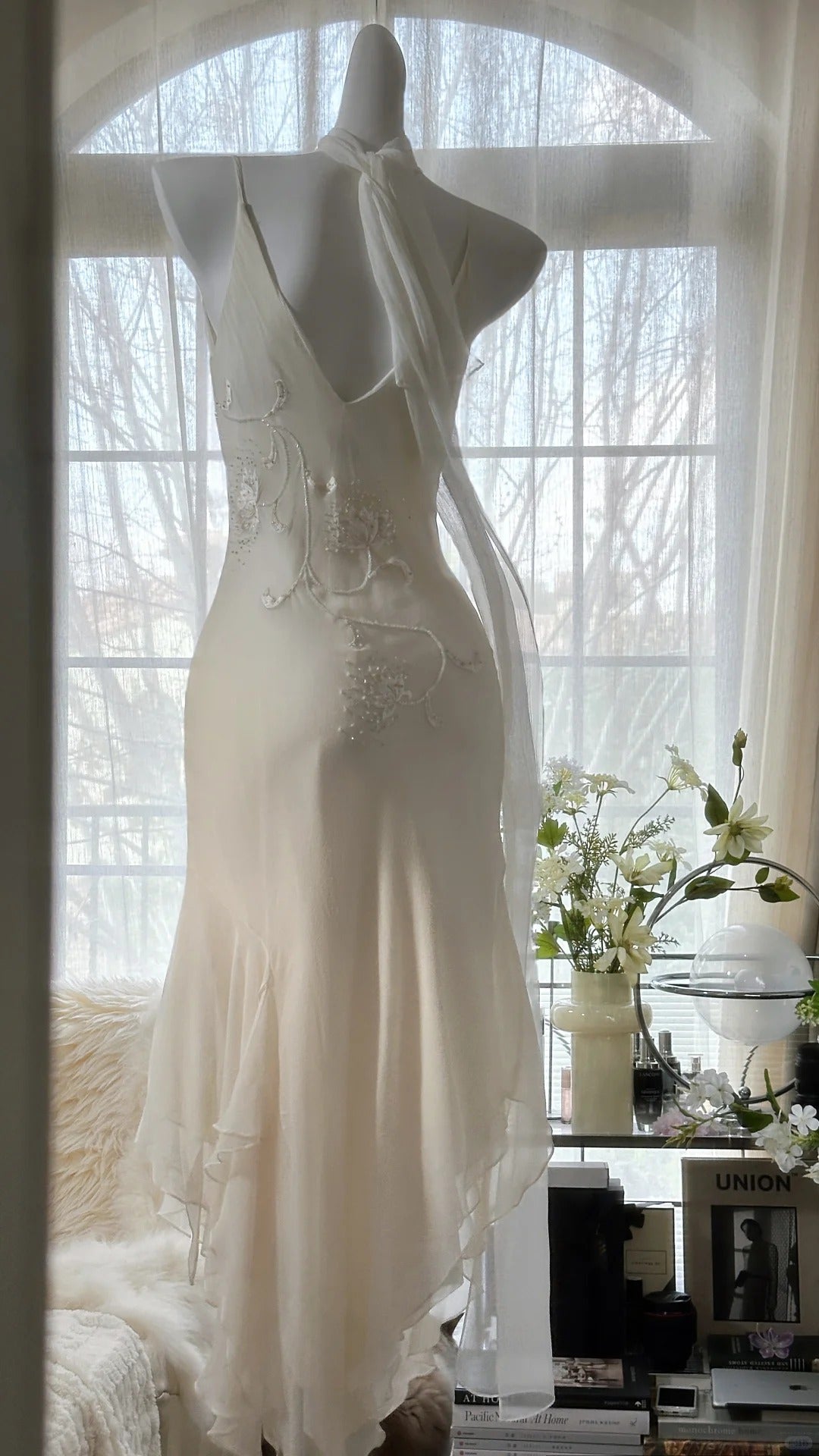 Pure and Elegant Chiffon Strap Beaded Mermaid Prom Dress