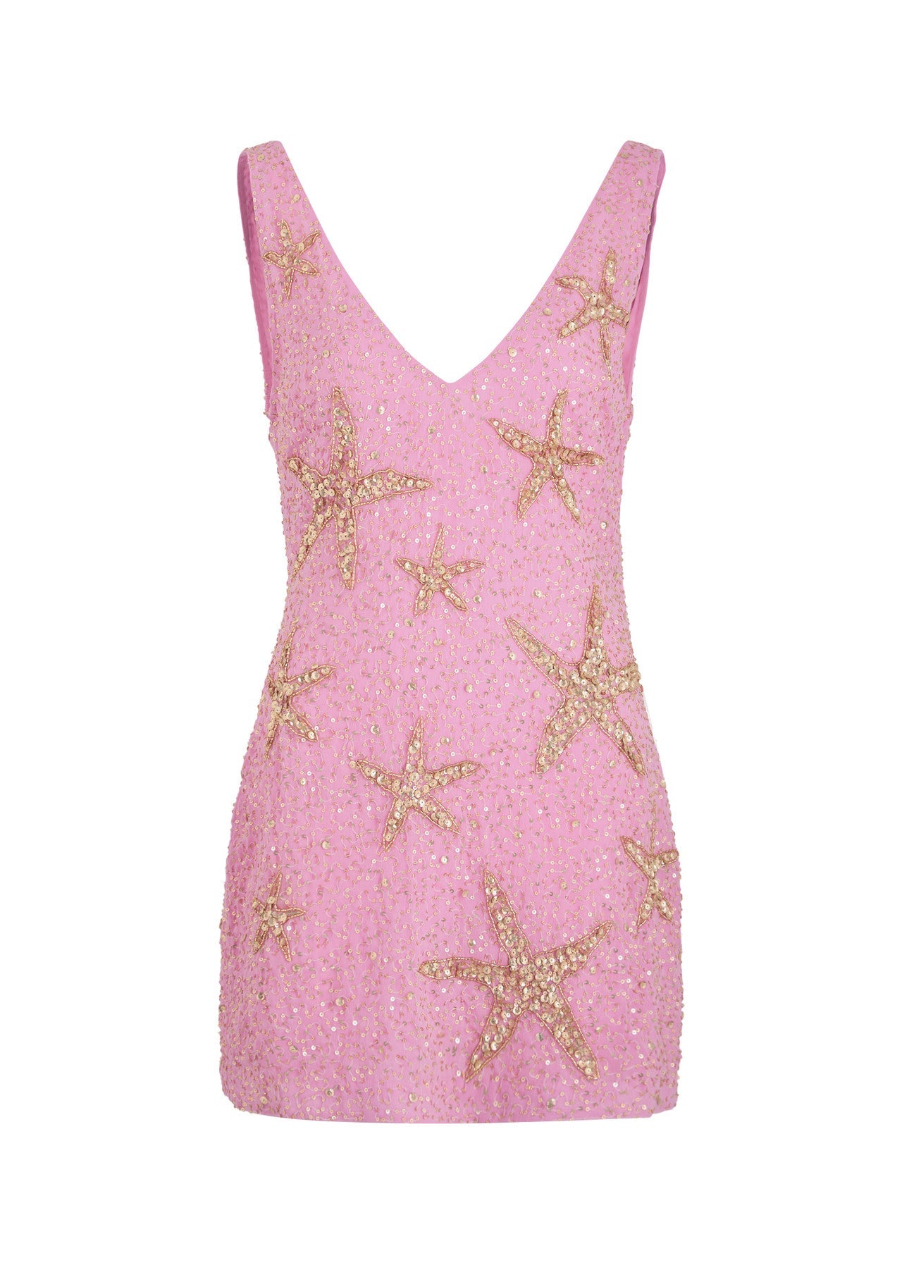 Sexy V-neck Starfish Sequins Pink Waisted Birthday Short Skirt Homecoming Dress cc3708