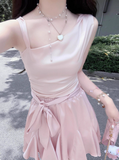 Cute Satin Off-shoulder Bow Birthday Dress Homecoming Dress cc3816