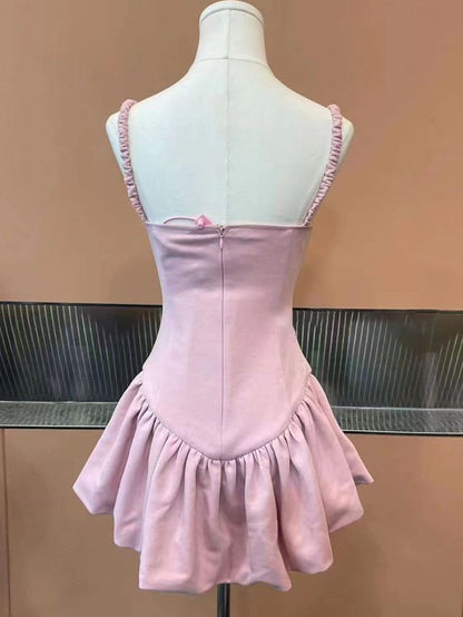 Sweet Bow Strap Waist Mini 16th Birthday Homecoming Dress cc3947