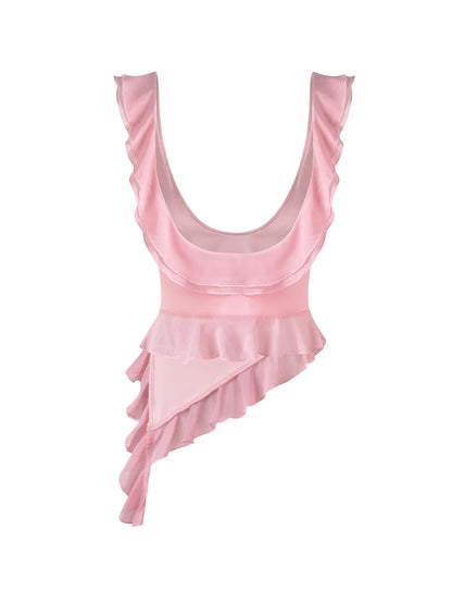 Elegant Ruffled Pink Two-piece Chiffon 17th Birthday Homecoming Dress cc3981