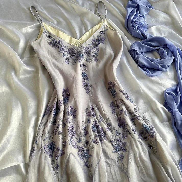 Light Purple Elegant V-neck Exquisite Beaded Appliques Long Chiffon Mermaid Ball Gown Evening Dress Birthday Costume Party Dress gh3173