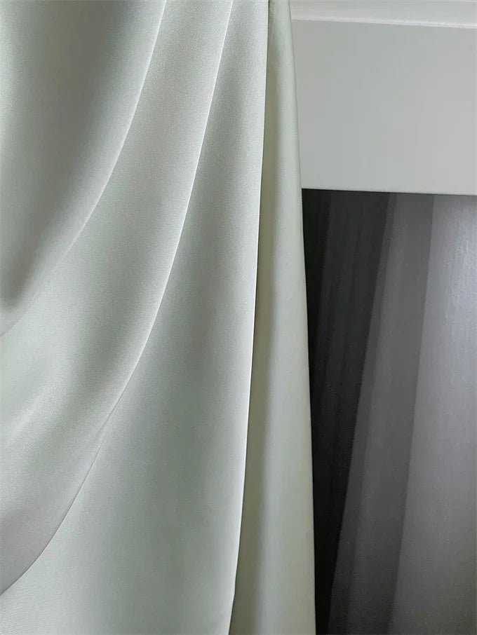 Vintage Sage Green Ruffle Mermaid Satin Long Prom Dress Party Dress Evening Dress HZ1024