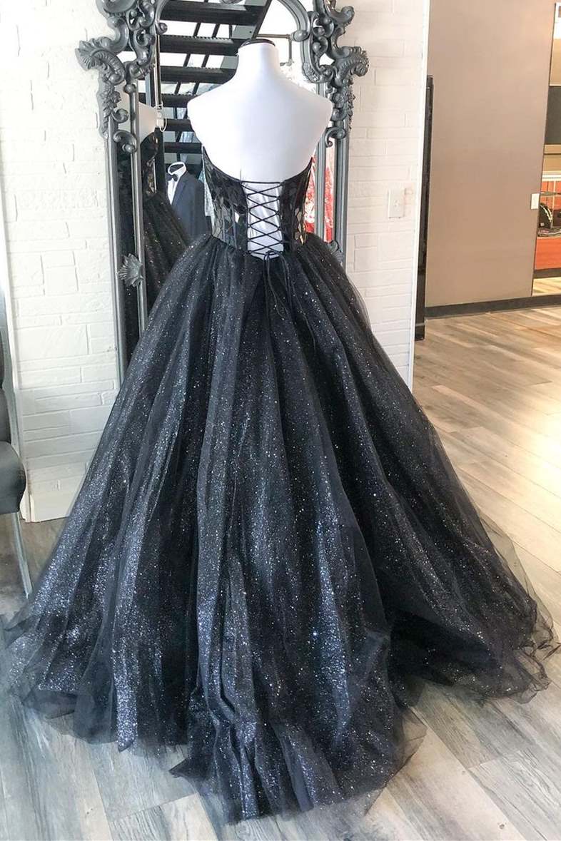 Sweetheart Blue Broken Mirrors A-line Long Prom Gown