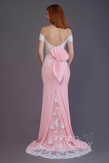 Mermaid Sweep Train Knitted Fabric Bridesmaid Dress PR3491