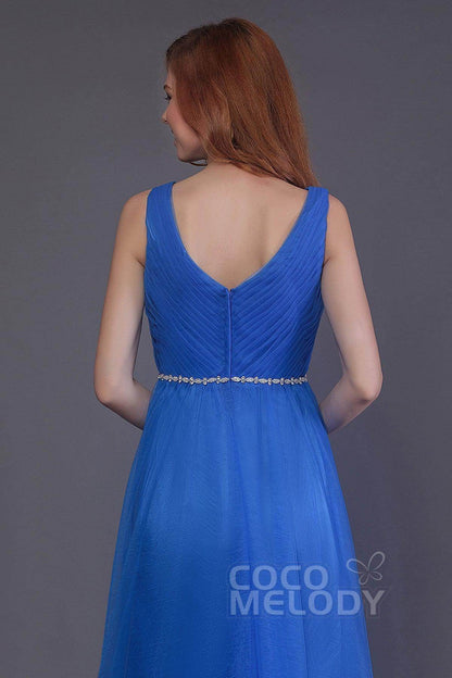 Sheath-Column Floor Length Tulle Bridesmaid Dress PR3518