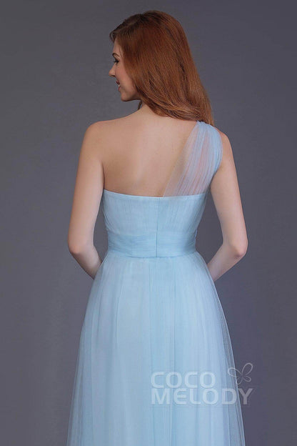 Sheath-Column Floor Length Tulle Bridesmaid Dress PR3556