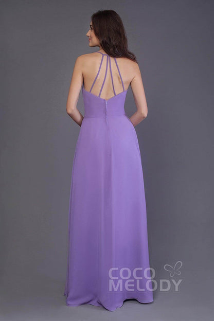 Sheath-Column Floor Length Chiffon Bridesmaid Dress PR3572