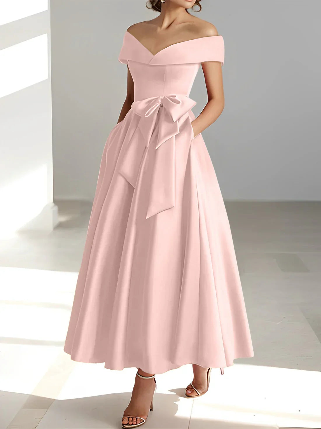 A-line/Princess Off Shoulder Pocket Mother of the bride dresses