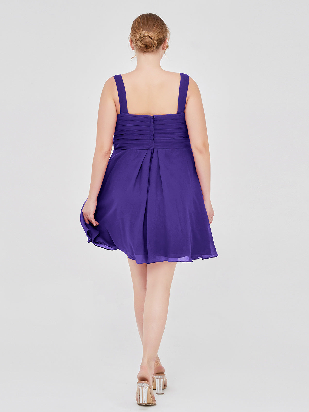 V Neck Chiffon Short Dress for Bridesmaids Regency Plus Size