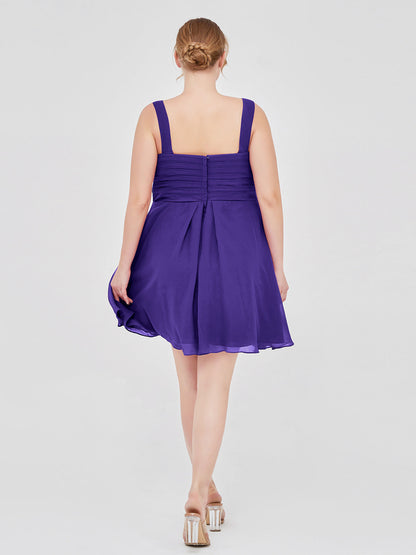 V Neck Chiffon Short Dress for Bridesmaids Regency Plus Size