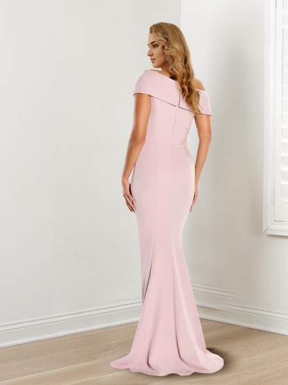 Trumpet/Mermaid One-Shoulder Long Sleeves Mother Of The Bride Dresses With LaceRegular price