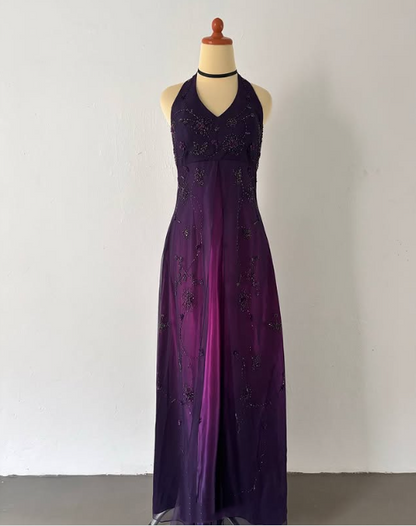 Purple Shiny Gorgeous Elegant Fashion Gradient Exquisite Beading Long Tulle Satin Ball Gown Evening Dress Party Dress Prom Dress gh3875