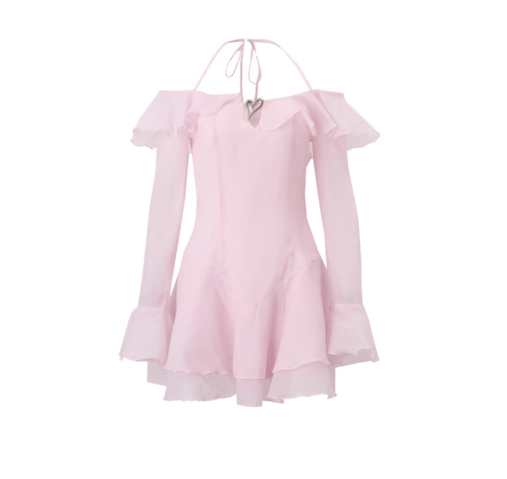 Pink Ruffle Short Chiffon Homecoming Dress Birthday Dress gh4625