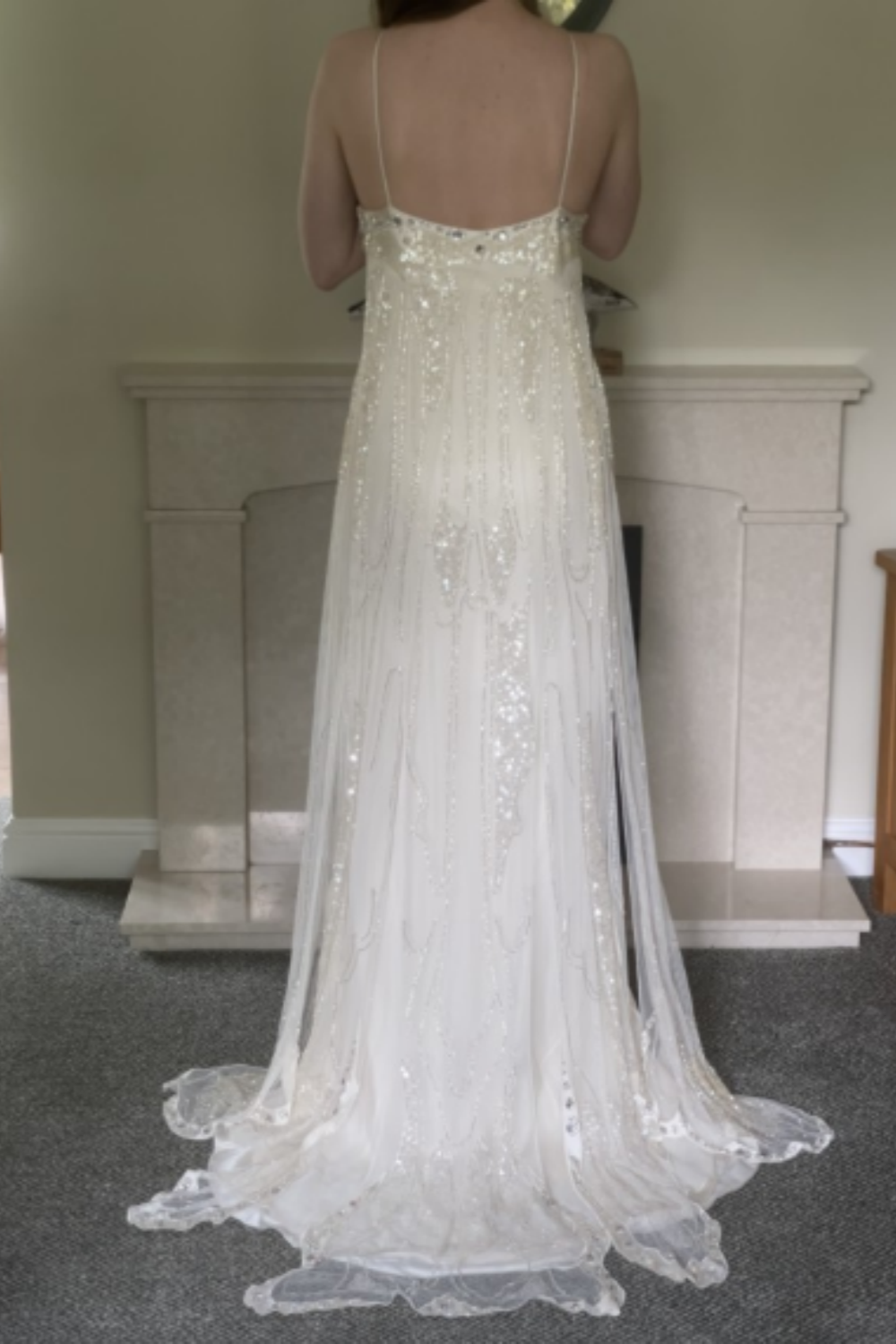 ✨Girlhomeshops-Beige Beaded Exquisite Gorgeous Long Chiffon Prom dress Evening Dress Party Dress gh4986