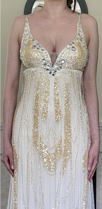 ✨Girlhomeshops-Beige Beaded Exquisite Gorgeous Long Chiffon Prom dress Evening Dress Party Dress gh4986