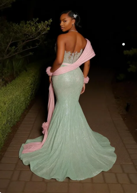 Luxurious Mint Green Mermaid Strapless Sequined Prom Dress Evening Dress cc4997
