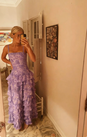 Popular Spaghetti Straps Floor Length Prom Dress New Fashion Tiered Evening Dress  c3329