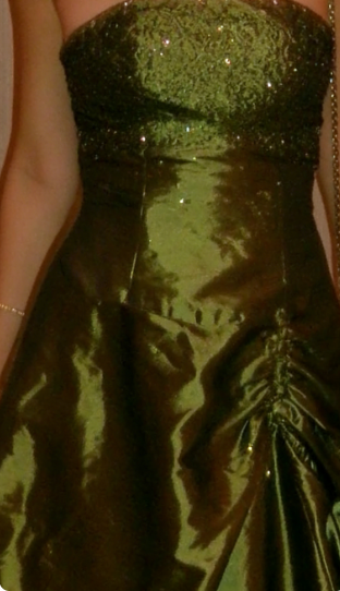 Elegant Green A-line Rhinestone Embellished Satin Long Prom Dress Evening Dress cc5404