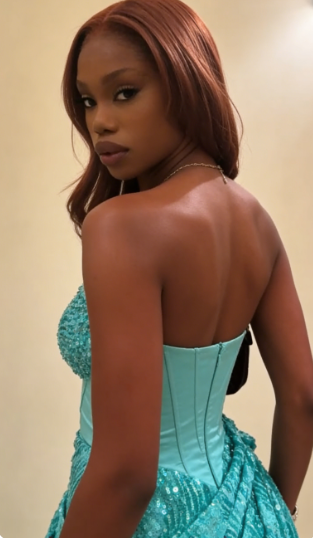 Vintage Lake Blue Strapless Beaded Jacquard Satin Long Prom Dress Evening Dress cc5594